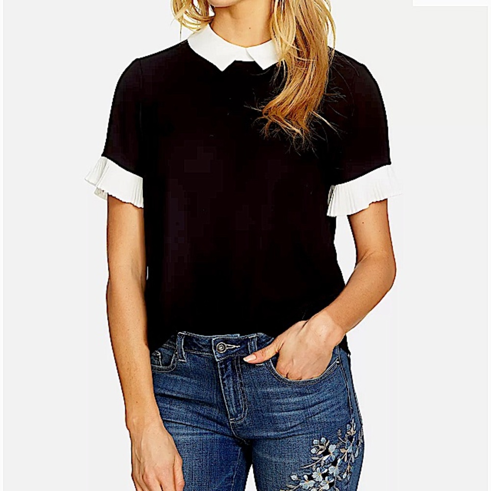 CECE Colorblocked Collard Blouse LIKE NEW